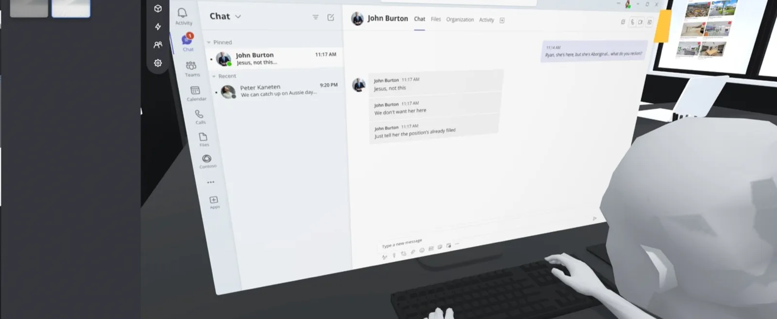 HR work chat on the office computer
