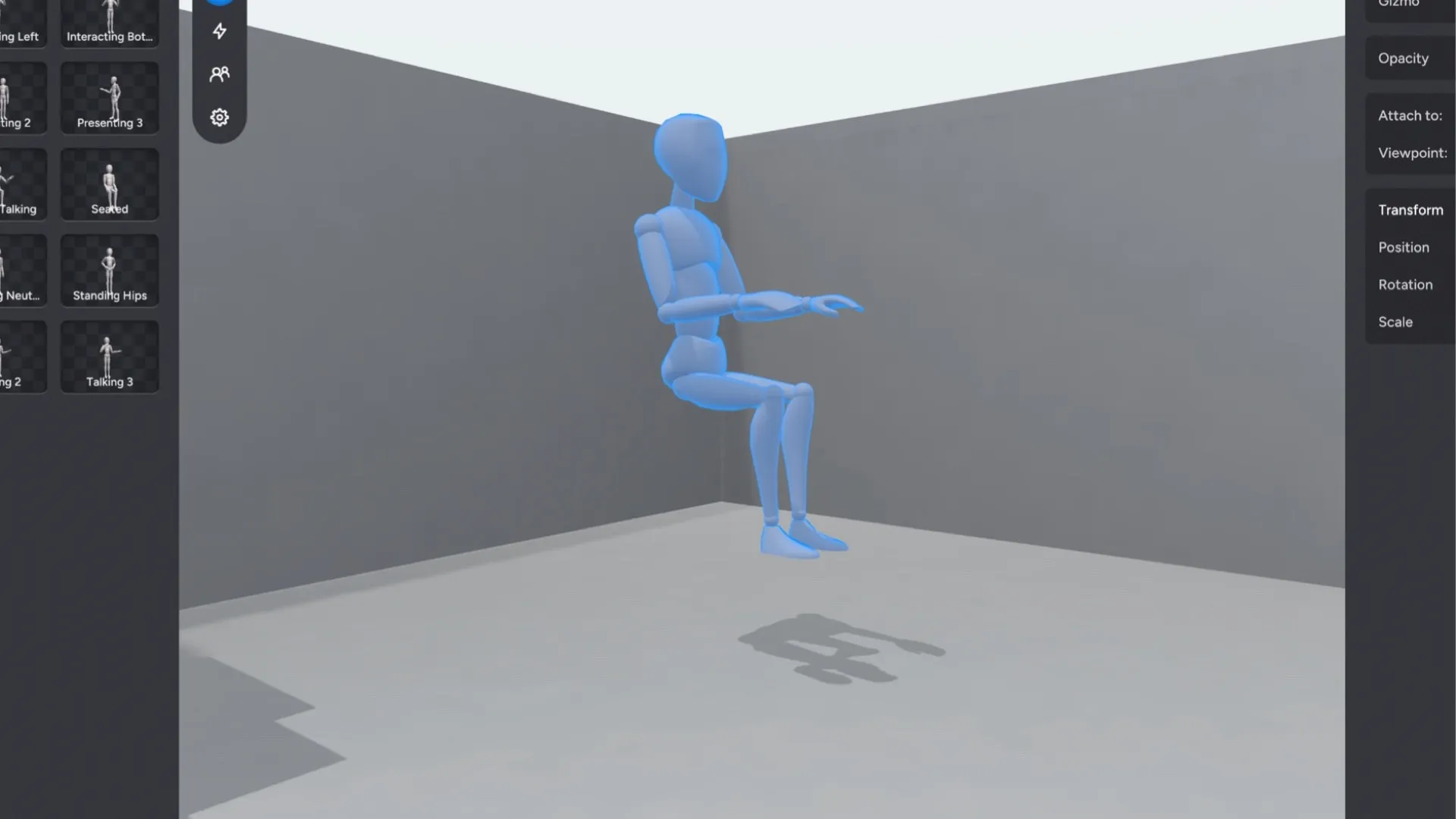 Early visual: testing a figure in an empty ShapesXR scene