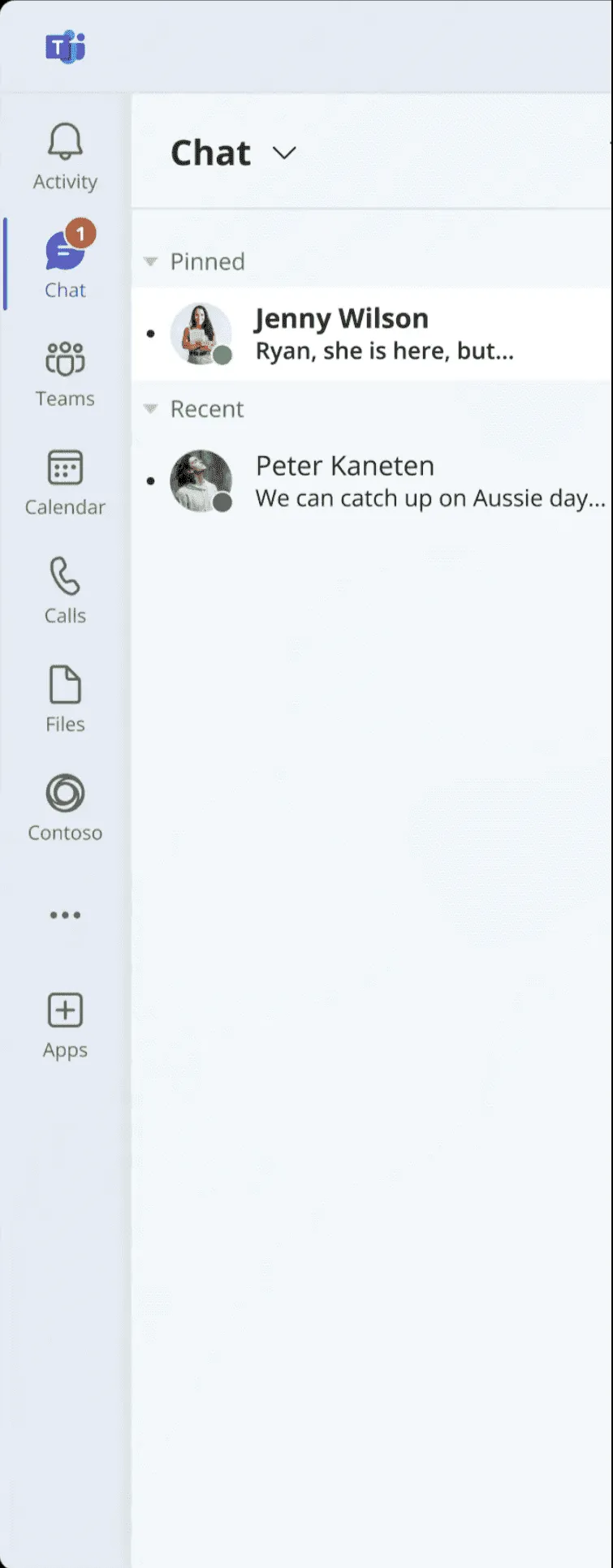 Work chat on the boss's desktop: Jenny Wilson writes “Ryan, she is here, but…”